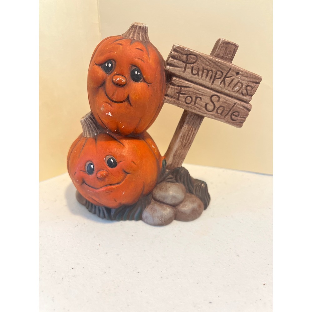 Vintage Ceramic Stacked Pumpkins For Sale Figurine Fall Harvest Home Decor